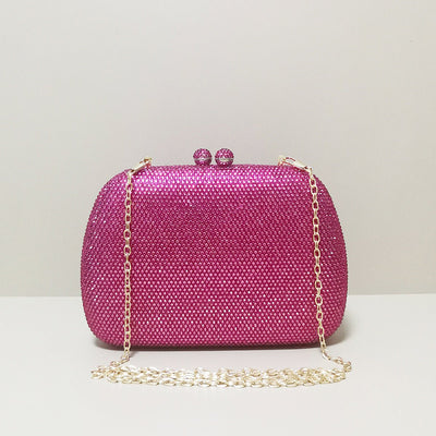 Kristall Clutch in Pink mit Kugelverschluss & Glanzfinish
