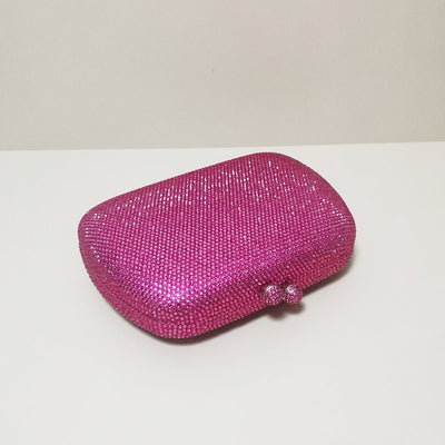 Kristall Clutch in Pink mit Kugelverschluss & Glanzfinish