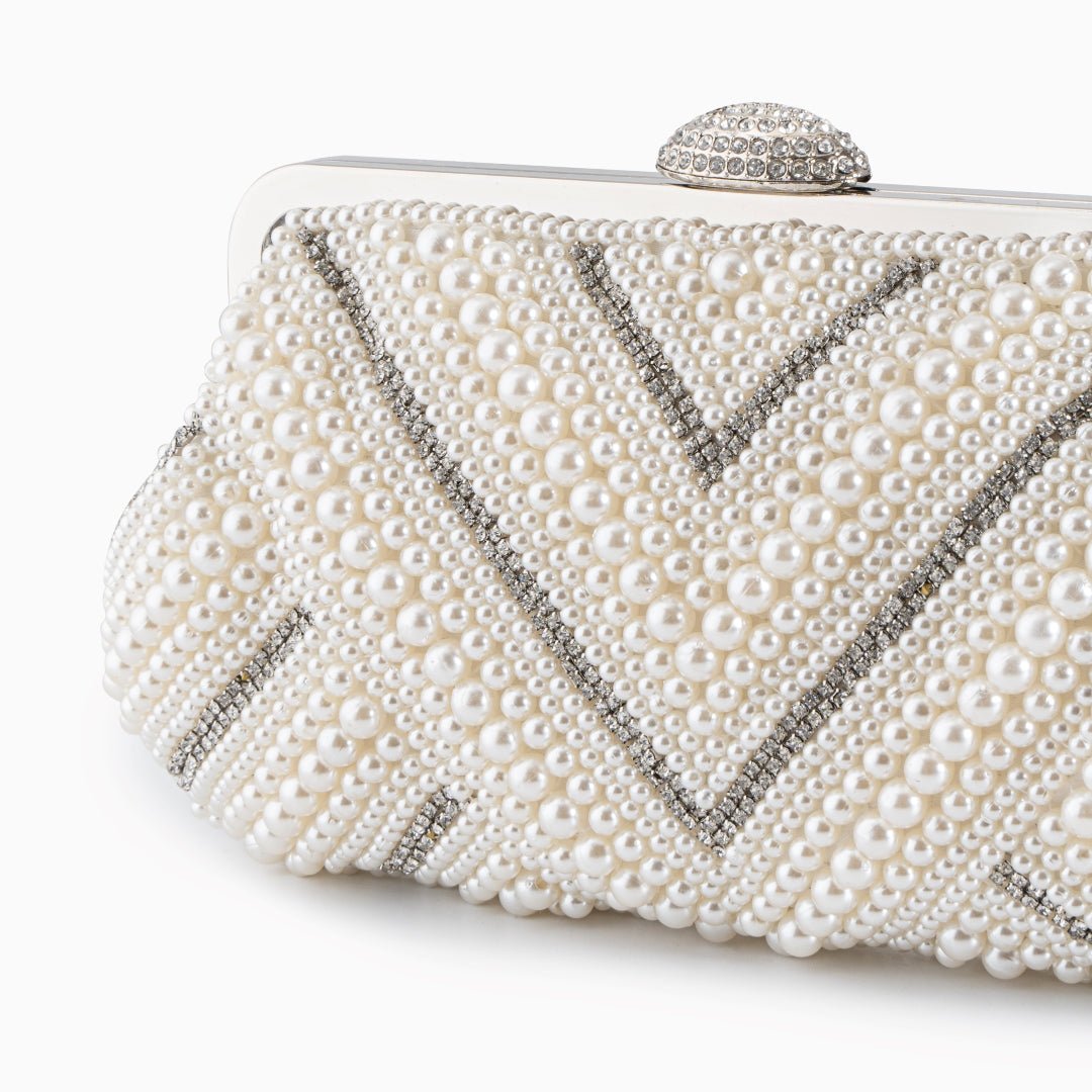 Elegante Clutch mit Perlenbesatz & Glitzerakzenten