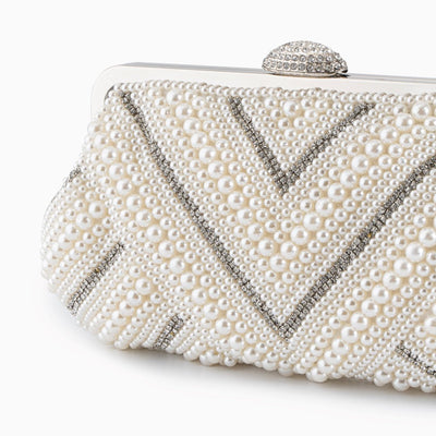 Elegante Clutch mit Perlenbesatz & Glitzerakzenten