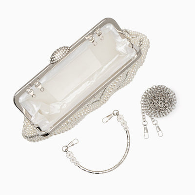 Elegante Clutch mit Perlenbesatz & Glitzerakzenten