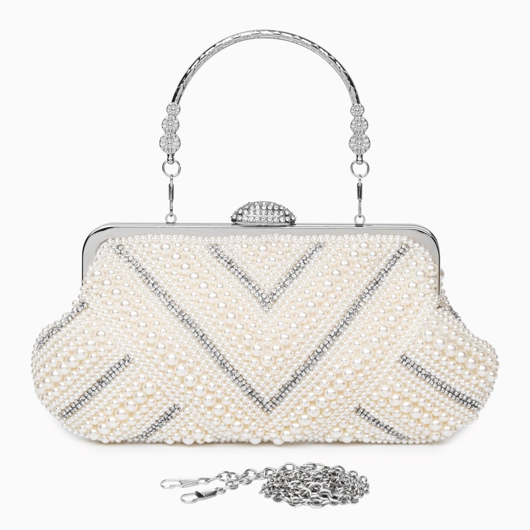Elegante Clutch mit Perlenbesatz & Glitzerakzenten