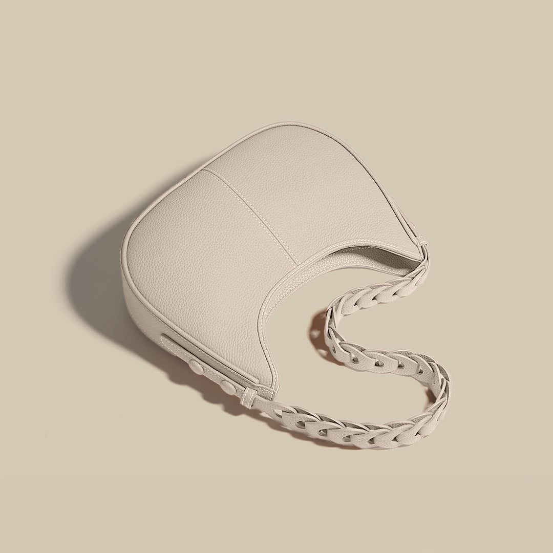 Elegante Halbmond-Schultertasche mit Geflochtenem Henkel