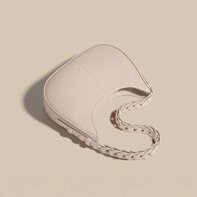 Elegante Halbmond-Schultertasche mit Geflochtenem Henkel