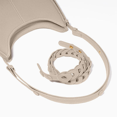 Elegante Halbmond-Schultertasche mit Geflochtenem Henkel